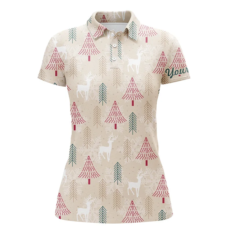 Christmas Tree And Reindeer Vintage Women Golf Tops Winter Golf Shirts For Women Golf Gifts LDT0615 Christmas Tree And Reindeer Vintage Women Golf Tops Winter Golf Shirts For Women Golf Gifts LDT0615