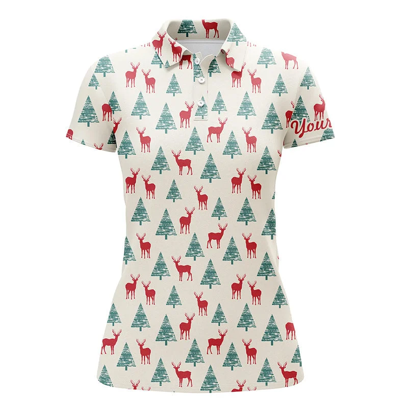 Deer In The Forest Womens Christmas Golf Polo Shirt Custom Golf Shirts For Women Golf Gifts LDT0616 Deer In The Forest Womens Christmas Golf Polo Shirt Custom Golf Shirts For Women Golf Gifts LDT0616