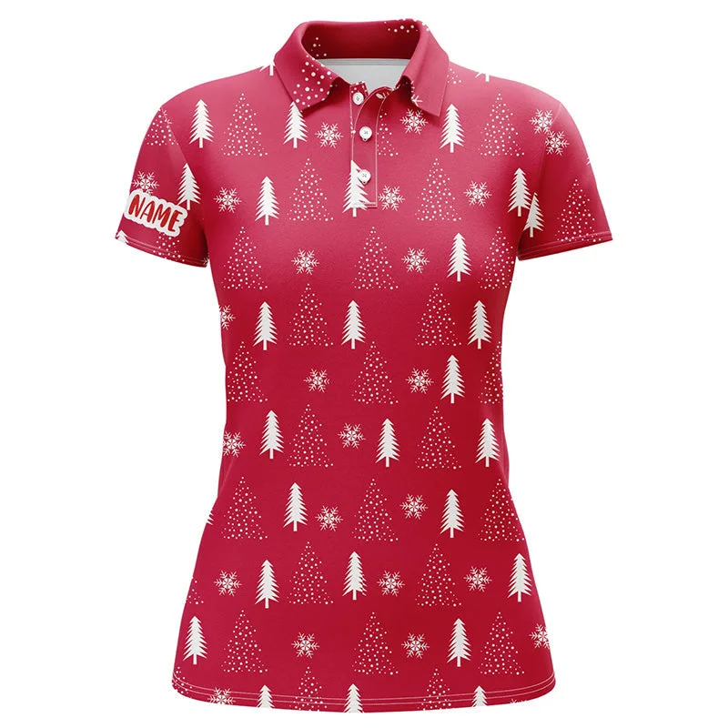 Christmas Tree Seamless Womens Red Golf Tops Customized Polo Golf Shirts For Women Golf Gifts LDT0618 Christmas Tree Seamless Womens Red Golf Tops Customized Polo Golf Shirts For Women Golf Gifts LDT0618