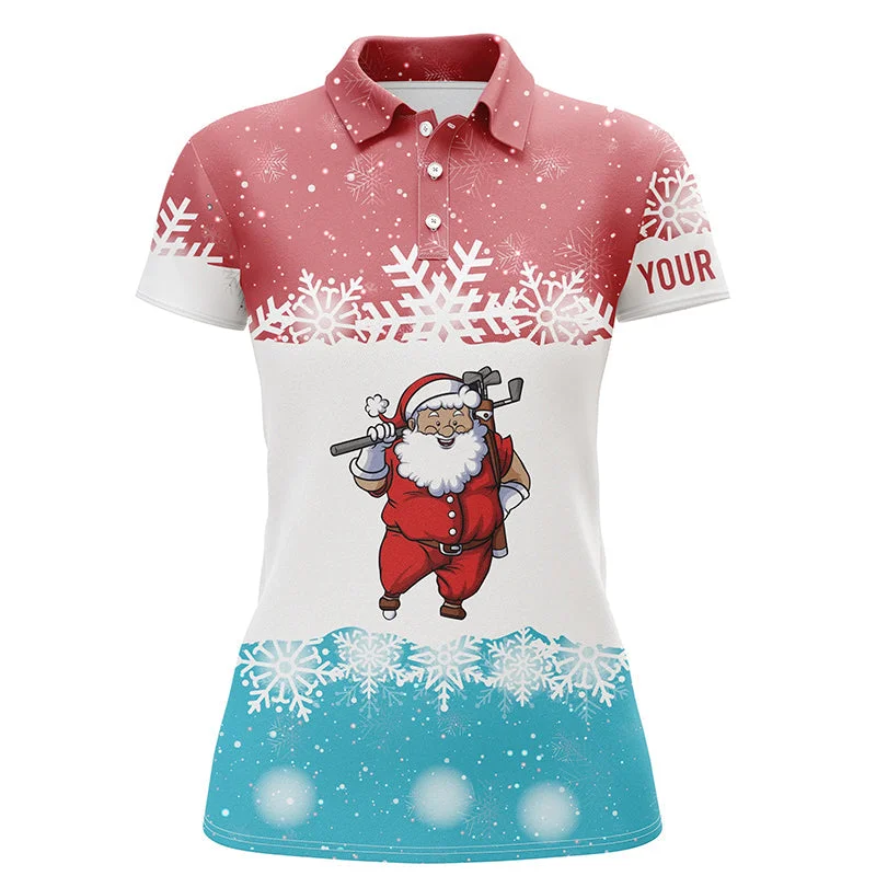Santa Playing Golf Red Blue Womens Polo Shirt Christmas Golf Shirts For Women Golf Gifts LDT0644 Santa Playing Golf Red Blue Womens Polo Shirt Christmas Golf Shirts For Women Golf Gifts LDT0644