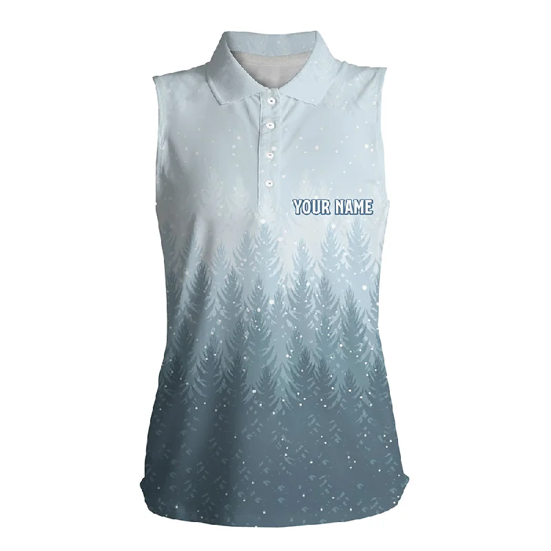 Winter Night Forest Christmas Womens Sleeveless Polo Shirts Snow Golf Shirts For Women Golfing Gifts LDT0660 Winter Night Forest Christmas Womens Sleeveless Polo Shirts Snow Golf Shirts For Women Golfing Gifts LDT0660