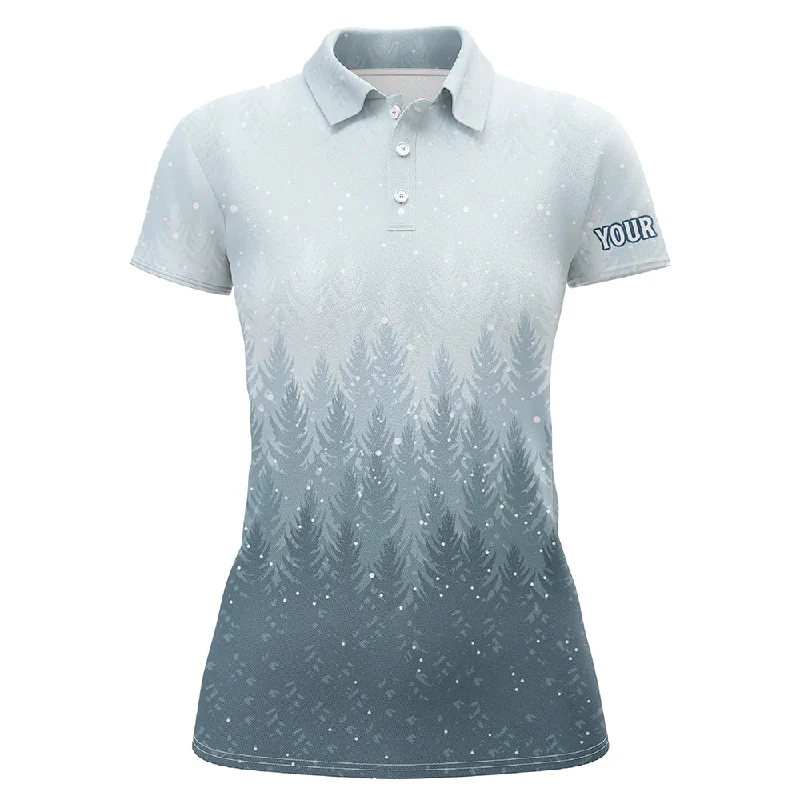 Winter Night Forest Christmas Golf Polo Shirts Snow Blue Golf Shirts For Women Golfing Gifts LDT0660 Winter Night Forest Christmas Golf Polo Shirts Snow Blue Golf Shirts For Women Golfing Gifts LDT0660
