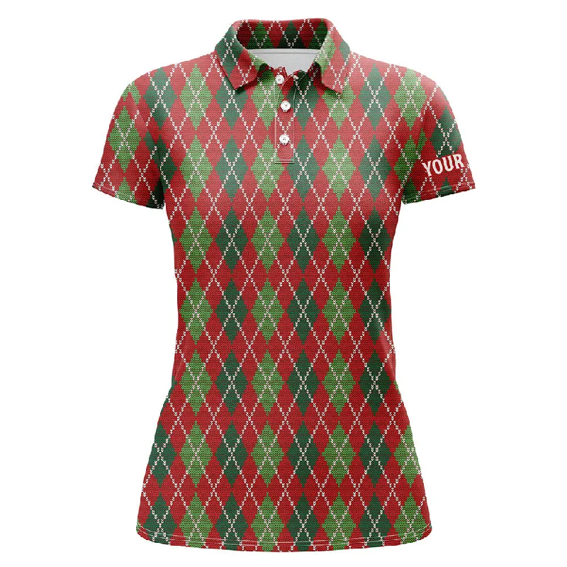 Christmas Argyle Knitted Womens Golf Polo Shirt Red Green All Over Print Golf Shirt For Women LDT0662 Christmas Argyle Knitted Womens Golf Polo Shirt Red Green All Over Print Golf Shirt For Women LDT0662