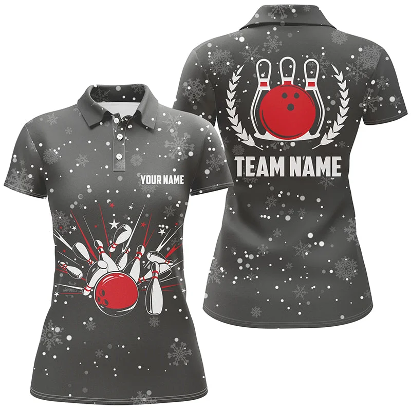 Womens Bowling Polo Shirts Custom Christmas retro bowling team Ladies Bowler Jerseys, bowling gifts NQS6592 Womens Bowling Polo Shirts Custom Christmas retro bowling team Ladies Bowler Jerseys, bowling gifts NQS6592