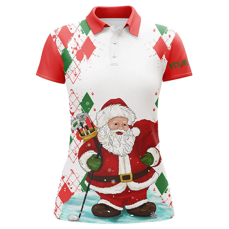 Womens golf polo shirt Santa golfer custom name Christmas Santa golf, Christmas gifts for golf lovers NQS4436 Womens golf polo shirt Santa golfer custom name Christmas Santa golf, Christmas gifts for golf lovers NQS4436