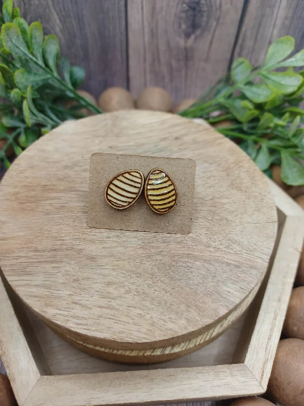 Christmas Party Wooden Easter Egg Earrings