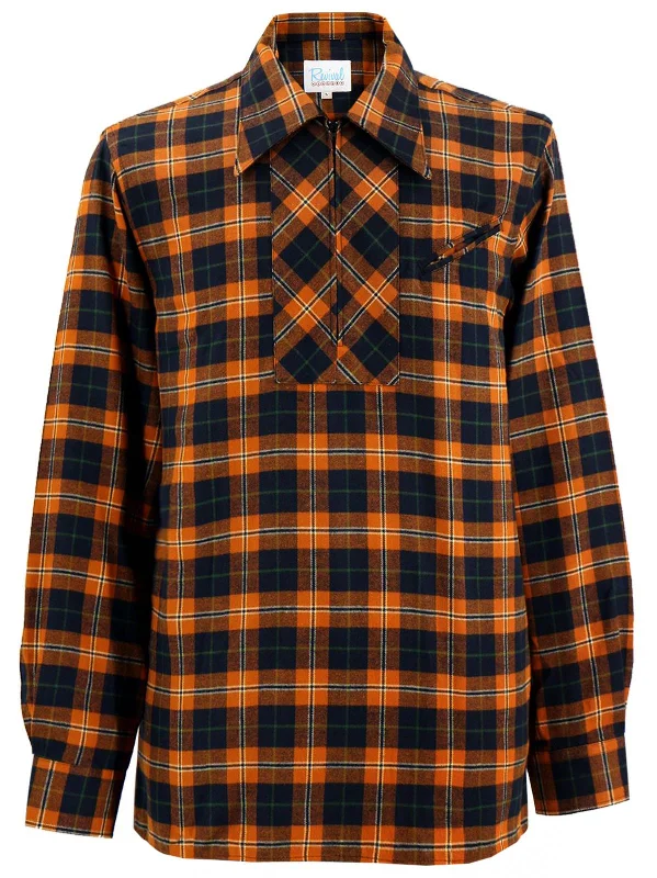 Christmas Traditions Woodsman Beech Tartan Orange Vintage Style Leisure Shirt
