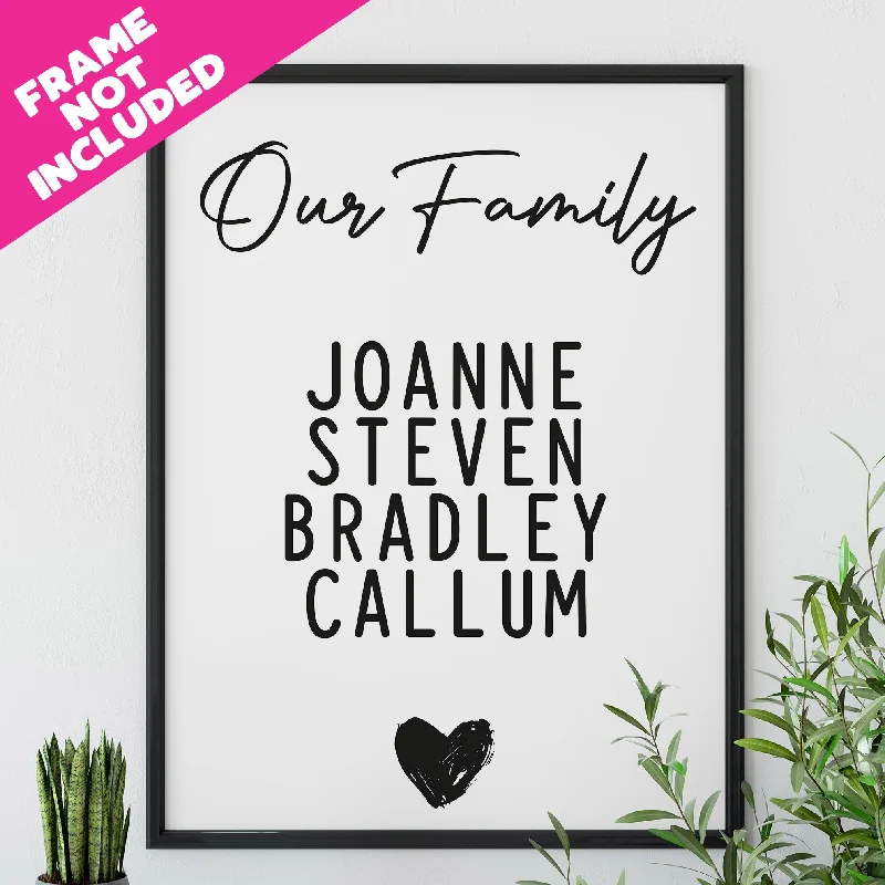 Personalised Our Family Names Print