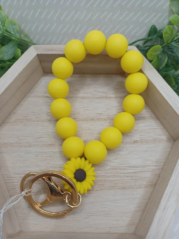 Christmas Jolly Festivities Yellow Beaded Wristlet w/ Sunflower Bead