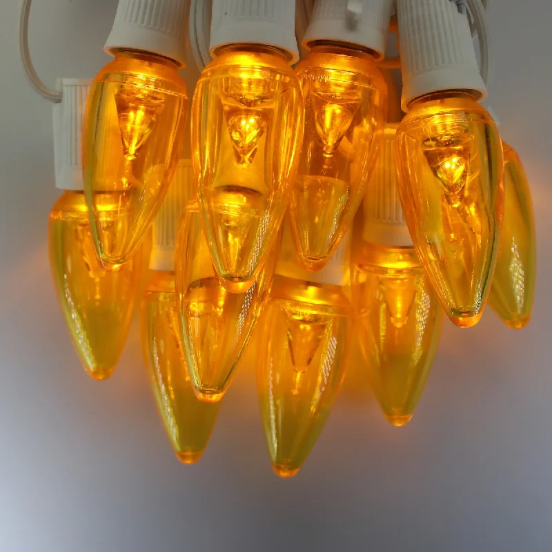 Christmas Day C9 Yellow Smooth LED Bulbs E17 Bases (SMD) (25 Pack)