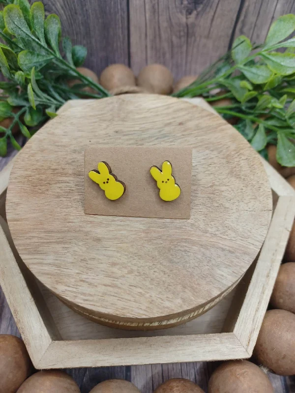Cozy Christmas Yellow Easter Bunny Earrings