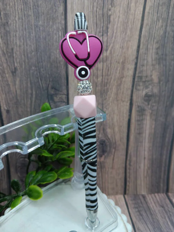 Christmas Market Zebra Patterned Stethoscope Beaded Ink Pen