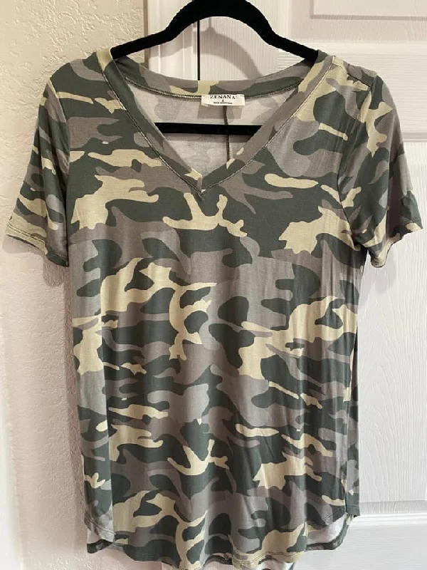 Christmas Night Zenana Camo Print Top - Size L