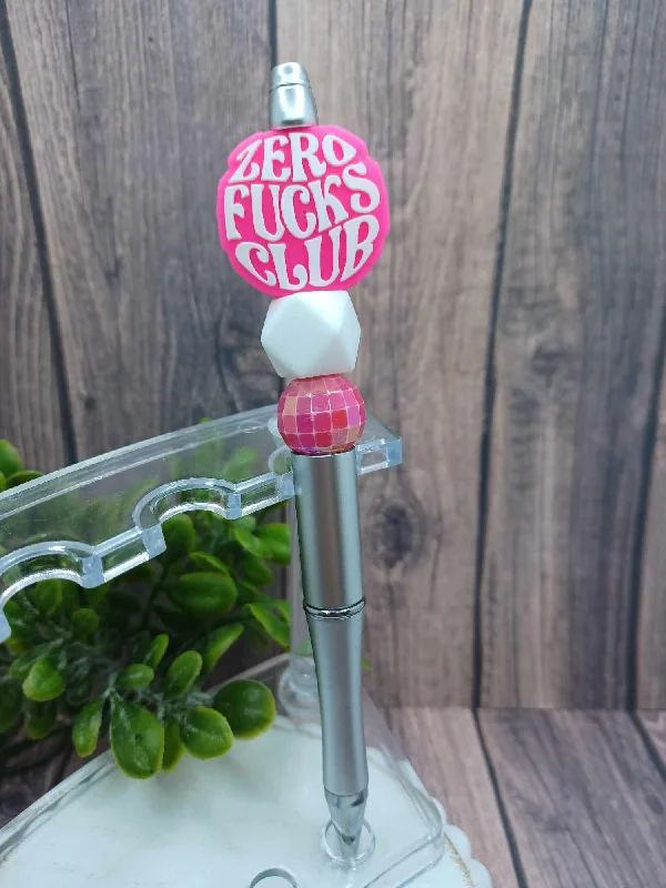 Christmas Dreamy Festive Vibes Zero F*s Beaded Ink Pen - Silver