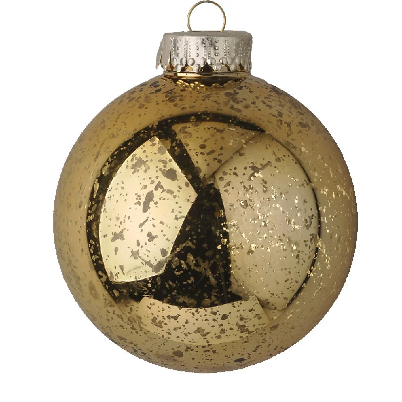 Christmas Wonderland 100 Mm Pearl Plastic Ball Ornament w/Hanger - Gold (4/Box)