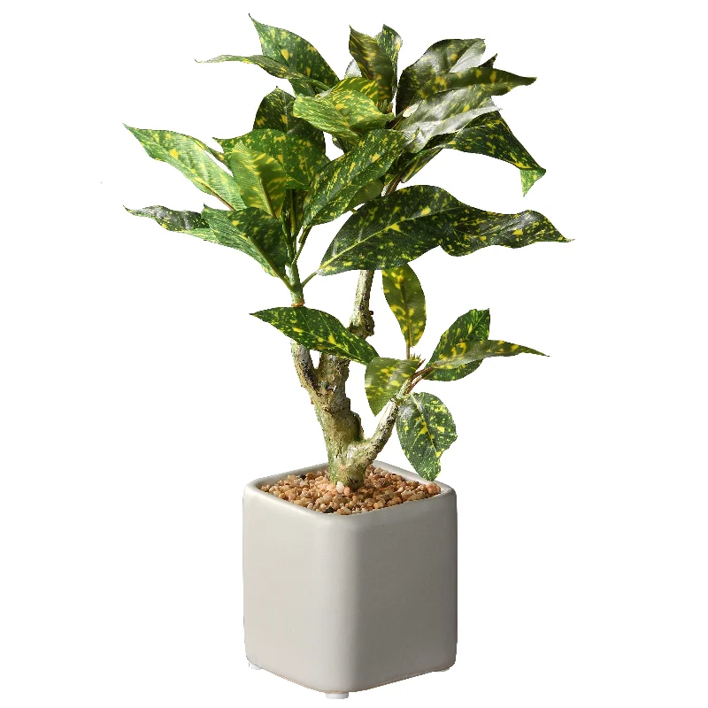Christmas Crackling Bonfire Artificial Potted Plant, Croton Tree, Simulated Soil, Includes Stylish Ceramic Pot Base, Spring Collection, 11 Inches Christmas Crackling Bonfire Artificial Potted Plant, Croton Tree, Simulated Soil, Includes Stylish Ceramic Pot Base, Spring Collection, 11 Inches