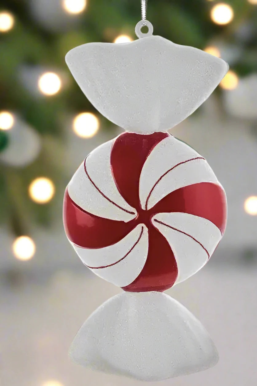 Christmas Wreath 12" Red and White Peppermint Candy Ornament