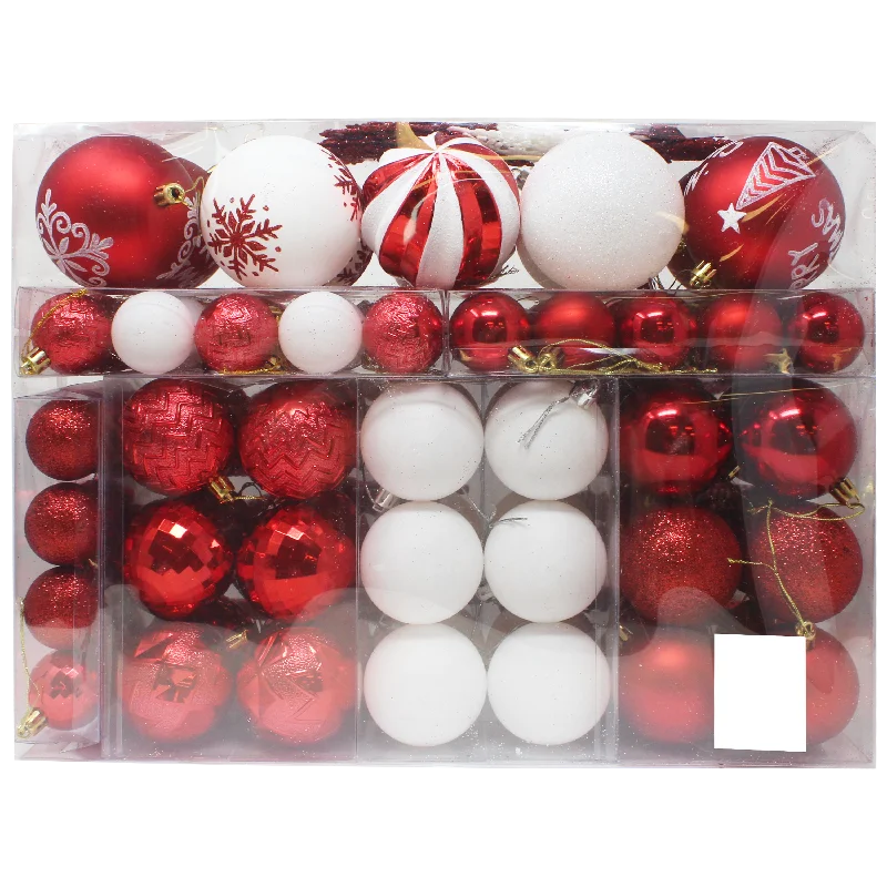 Christmas Shopping 133 Pcs Christmas Ornaments, Red and White