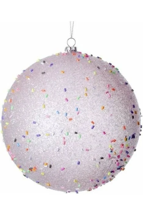 Christmas Mistletoe 140MM Candy Sprinkle Balls Ornaments: Pink (Set of 2)