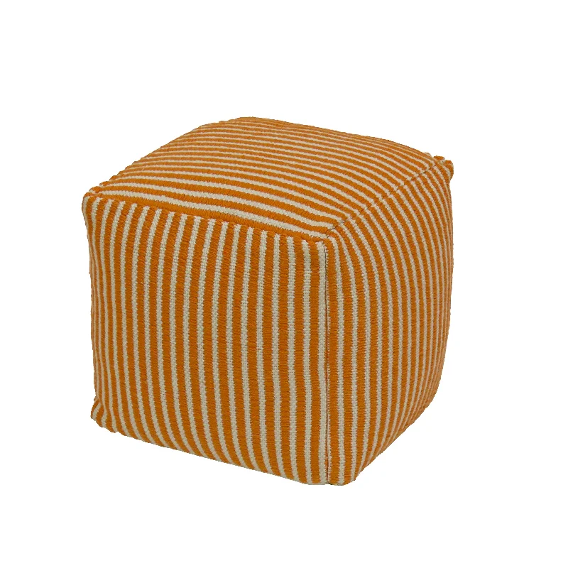 Christmas Cozy Handmade Decorations 16" Hand Woven Pouf Ottoman, Papaya