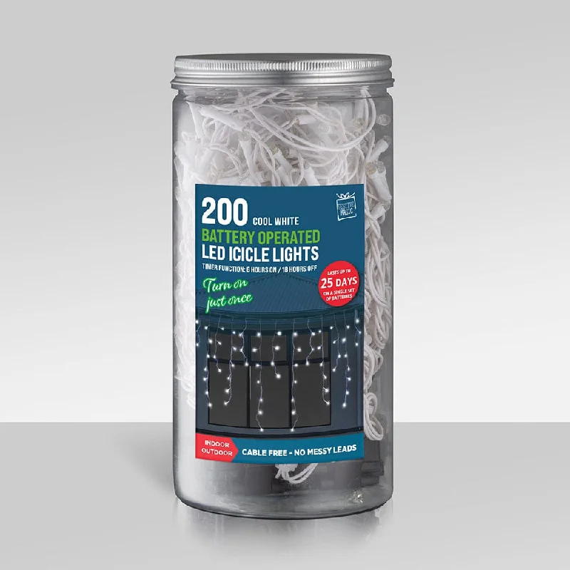 Christmas Winter Night Sky 200 B/O LED Cool Icicle Lights in Jar