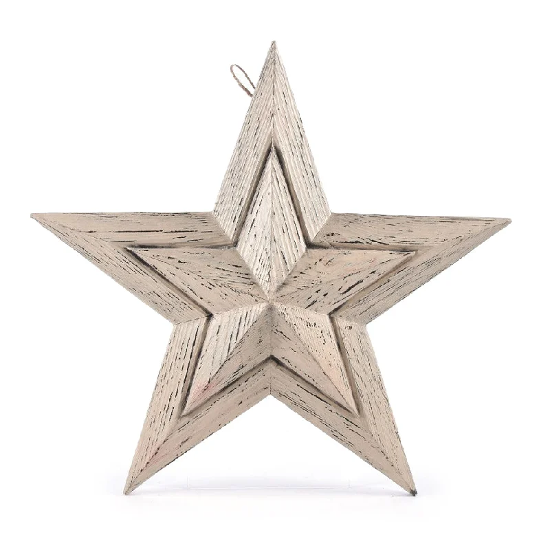 Christmas Presents 22" Wood Star Ornament - Natural