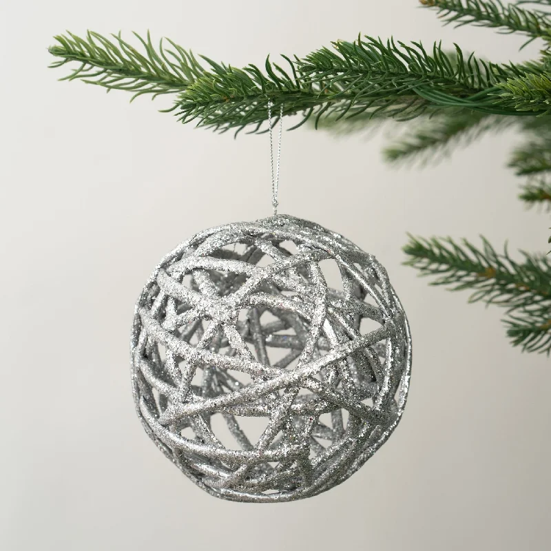 Christmas Tree Silver Paper Ball Ornament