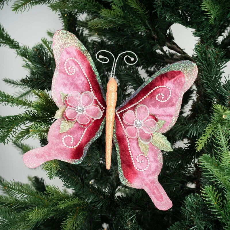 Holiday Fun Mauve Butterfly Clip-on Ornament