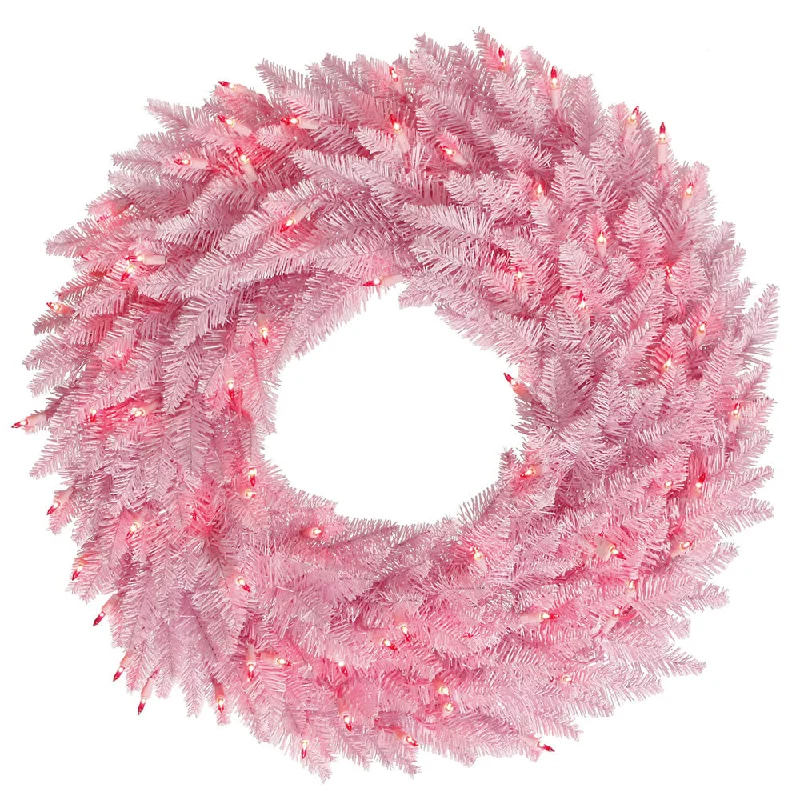 24" Pretty In Pink Wreath, LED Lights