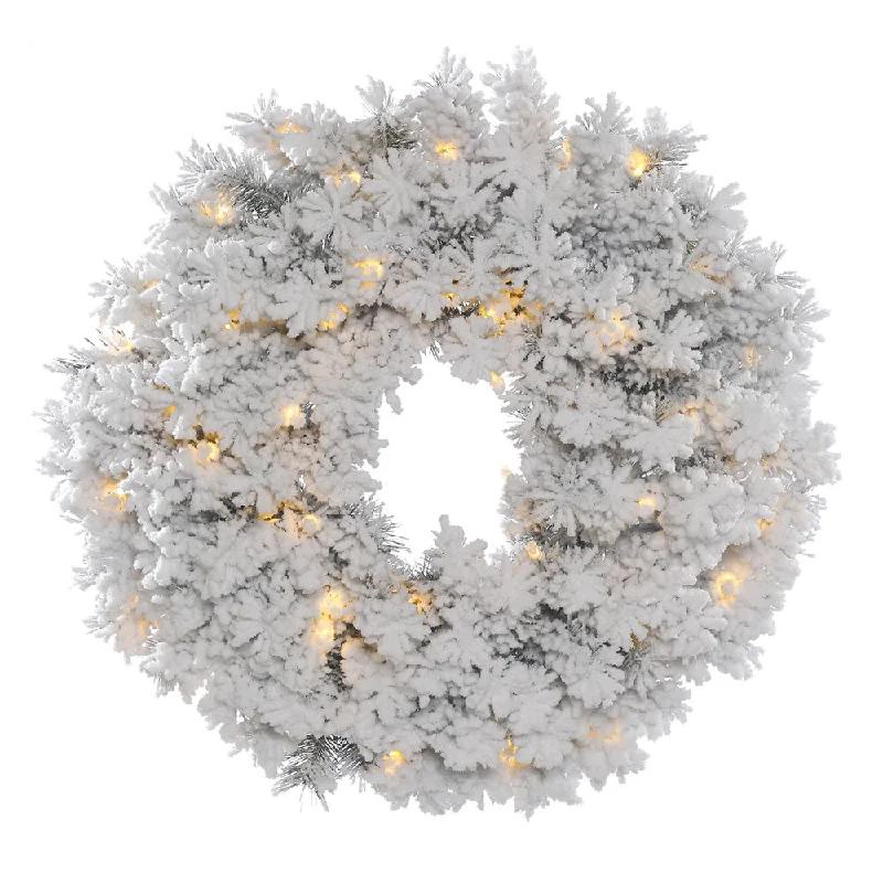 24" Winter Wonderland Wreath, Warm White LED Lights