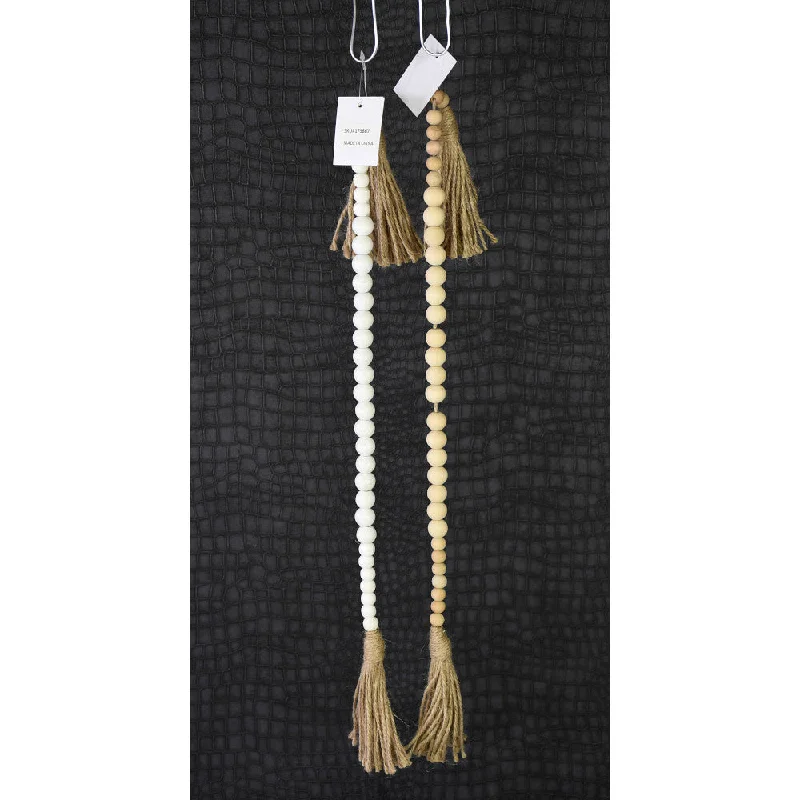 25" Bead Tassel Garland - White/Natural