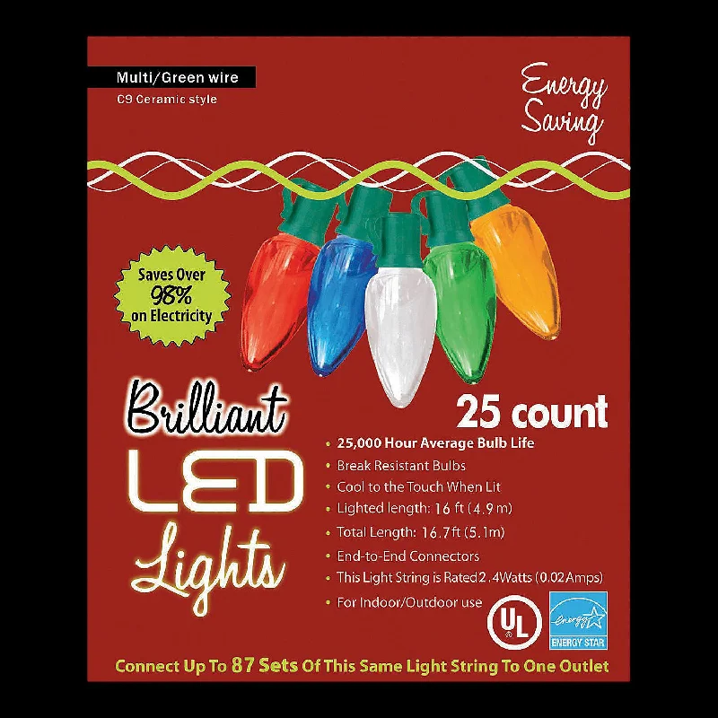 Christmas Countdown 25-Count C9 LED Multicolor Holiday String Lights