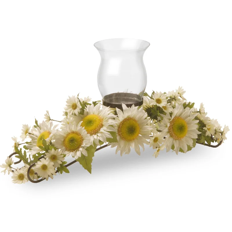 Christmas Sparkling Holiday Glow 25" White Sunflower Candleholder
