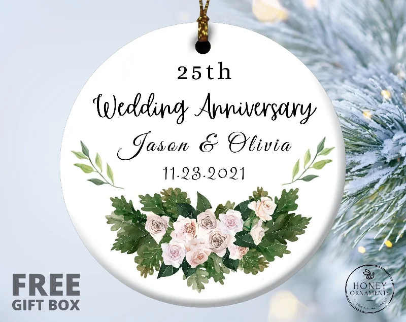 Christmas Cheer 25th Anniversary Ornament, 25th Wedding Anniversary Gift, Silver Anniversary Gift for Couple, 25 Years of Marriage Keepsake, Christmas Gifts