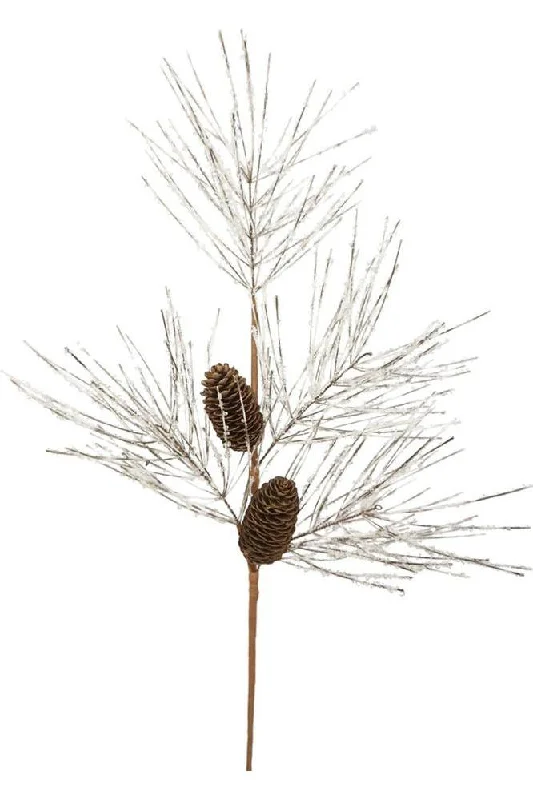 Christmas Frosted Christmas Trees 28" Pine With Pinecones Spray