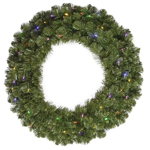 36" Enchanted Evergreen Wreath, Multi-Color LED Lights