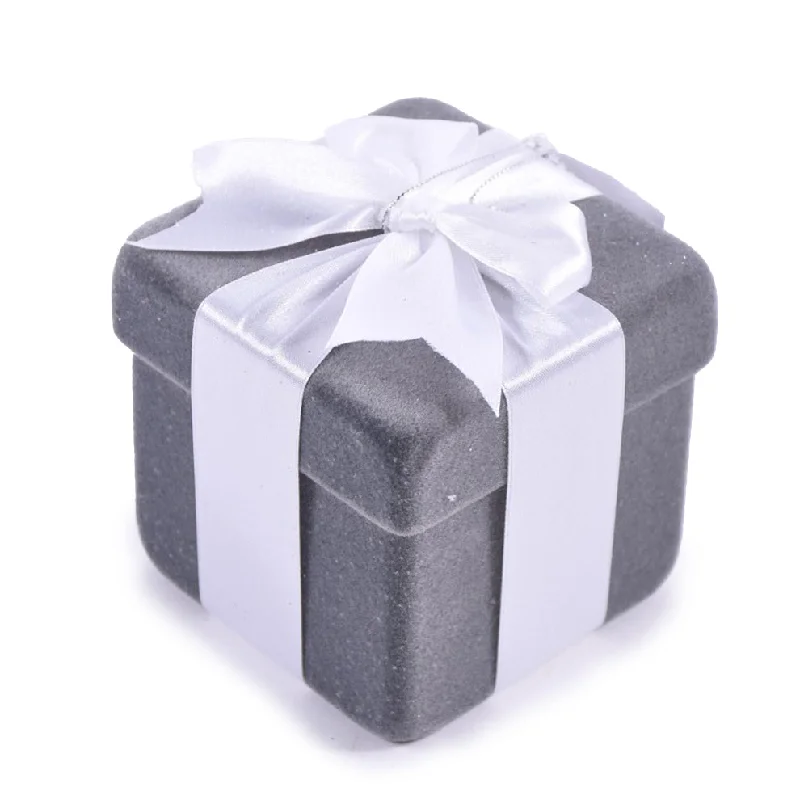 Christmas Party Glitter Giftbox Ornament - Platinum/White