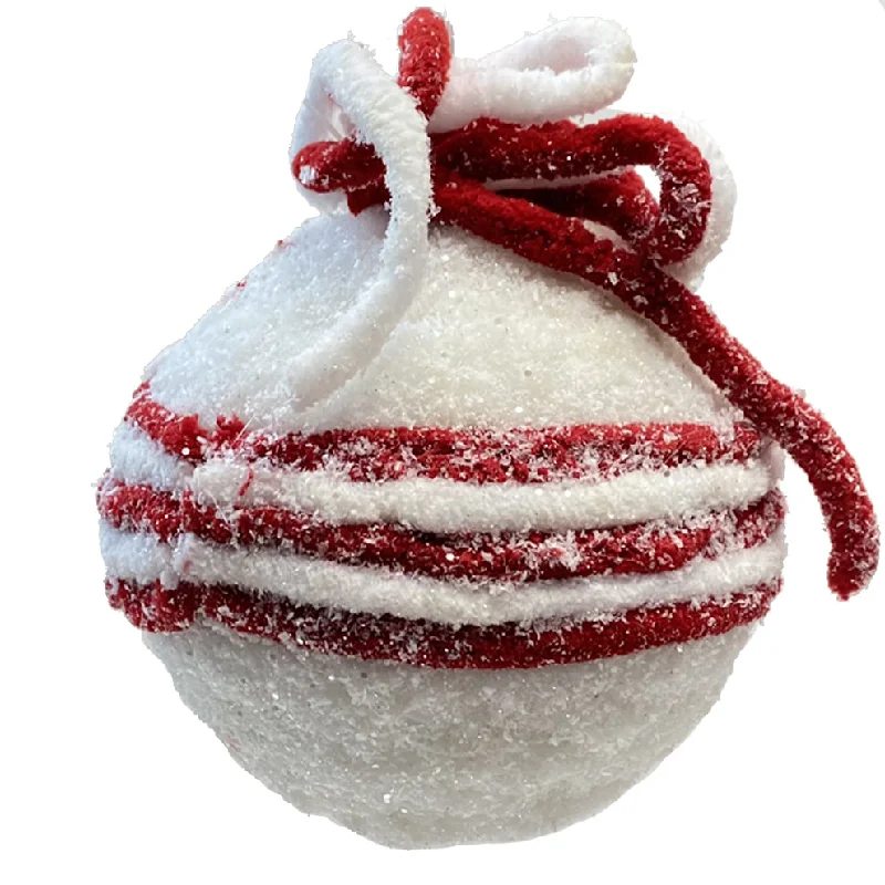Christmas Wishes 4.5" Frosted Ball Ornament - Red/White