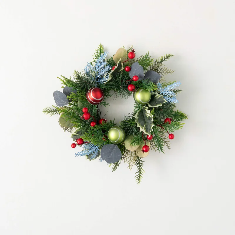 Christmas Snowy Mountains Shiny Ball Mixed Foliage Ring