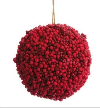 4.5" Red Berry Ball Ornament Set Of 6