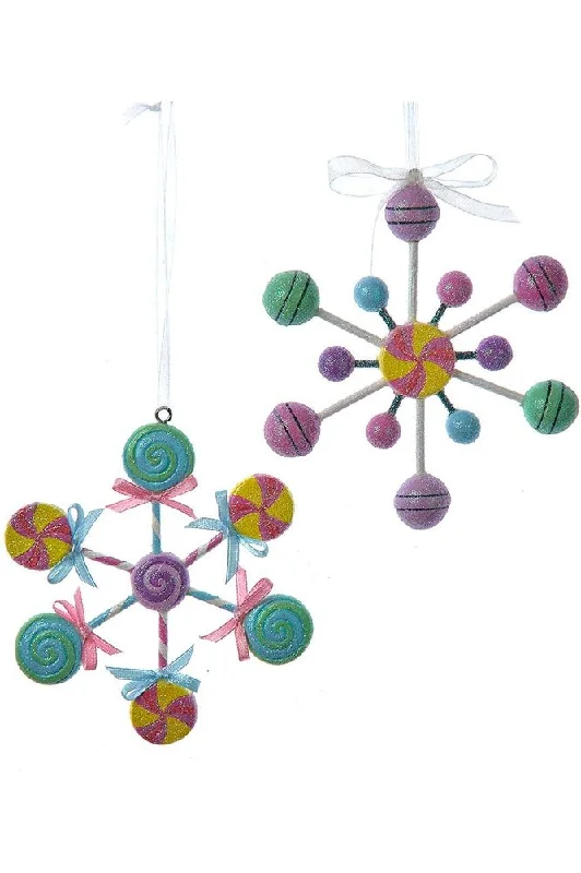Christmas Lights 4" Resin Snowflake Candy Ornaments (Asst 2)