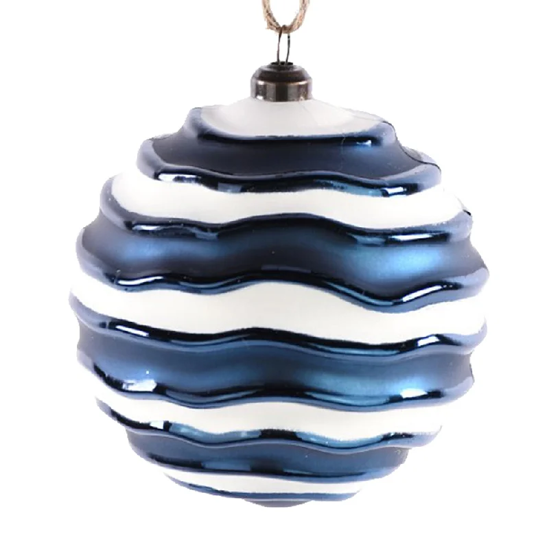 Christmas Stocking Stuffers 4" Waffle Ball Ornament - Blue/White
