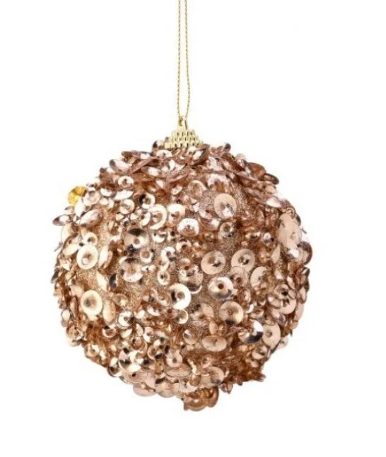 4" White Sequin Ball Ornament Set Of 12