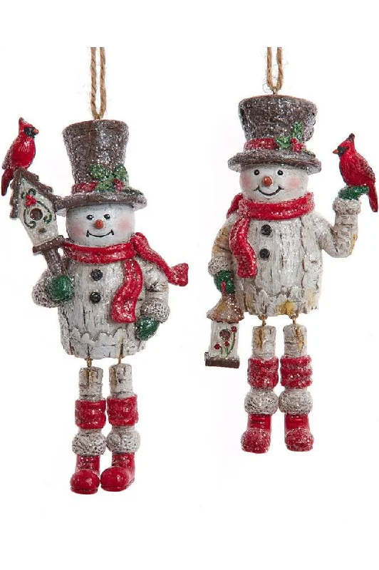 5" Birch Berries Snowman With Dangle Legs Ornaments