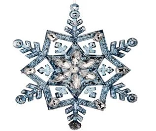 5" Blue Jeweled Snowflake Ornament Set Of 12