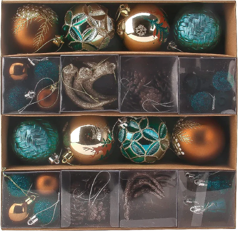 Holiday Treats 56 Pcs Christmas Ornaments with Pine Green & Gold