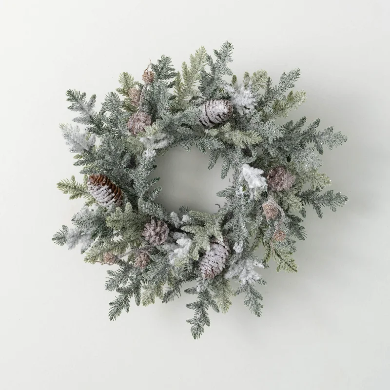 Christmas Twinkling Star Lights Frosted Pine Pinecone Ring