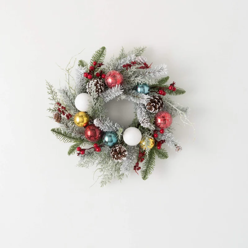 Christmas Family Traditions Shiny Ball Frosted Mini Wreath