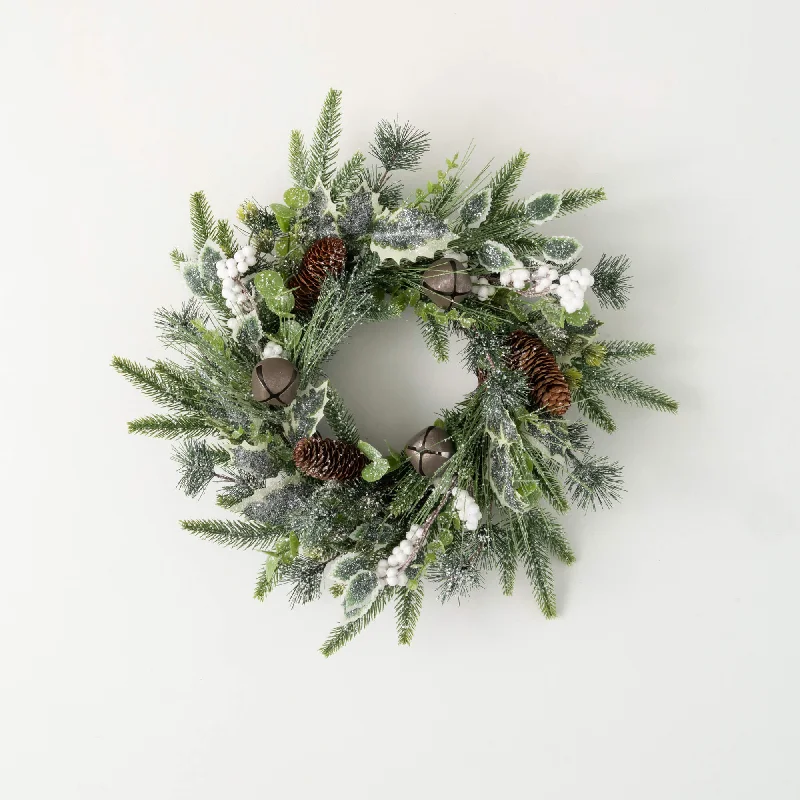 Christmas Snow Globe Decorations Mixed Pine Berry Accent Wreath