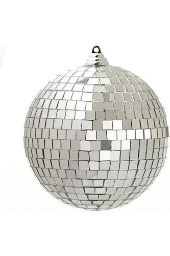 Christmas Glittery Star Decor 6" Silver Disco Ball Ornament